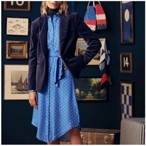 Vineyard Vines Silk Twill Midi Shirt Dress Blue Size M Old Money Preppy NWT